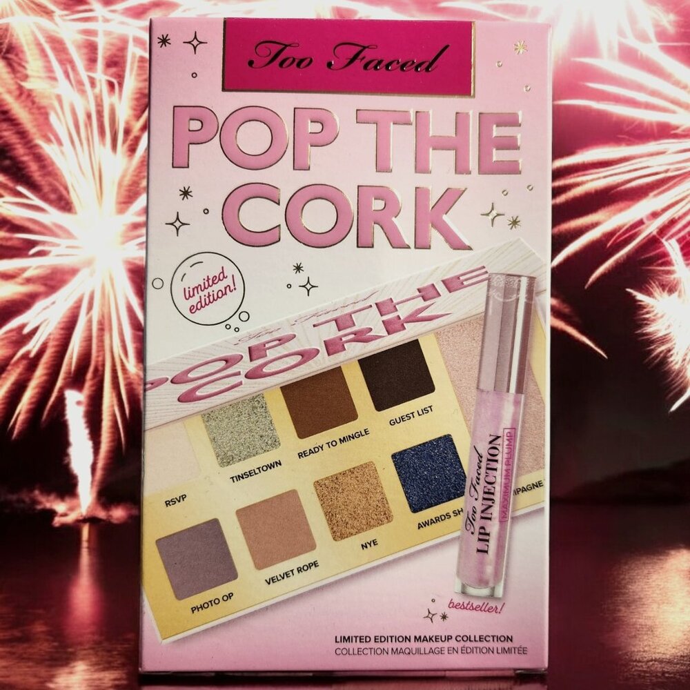 Too Faced Pop the Cork Makeup Collection Lip Injection & Eyeshadow Palette NIB